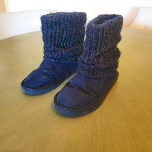 Kids Girls Boots in Navy Blue with Sock Type Top - Size 1 Med